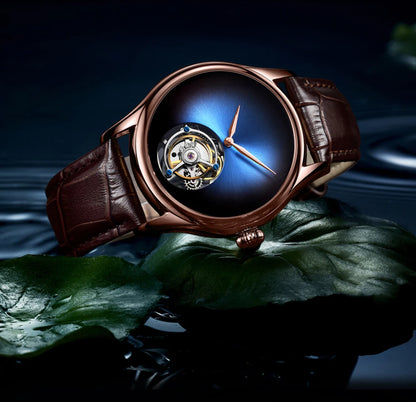 AESOP Flying Tourbillon Skeleton Watch For Men Mekanisk vattentät herrklocka Lyxigt urverk Rostfritt stål
