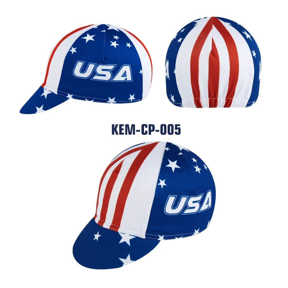 KEMALOCE Men Cycling Cap Anti-UV Summer Elastic Quick Dry Bike Cap 2023 White/Black/Blue Mesh Outdoor Breathable Cycling Hat