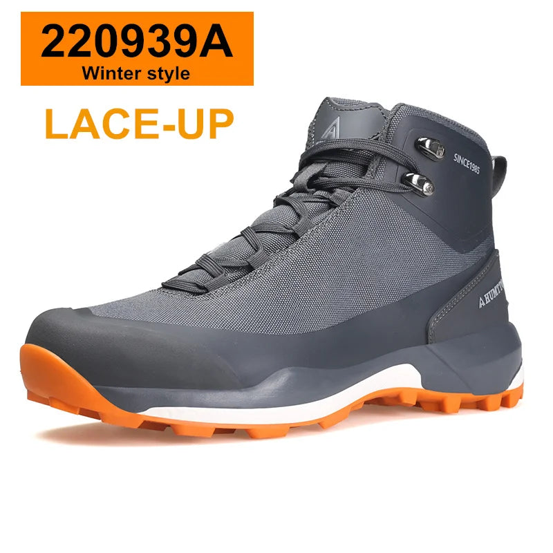 HUMTTO Waterproof Hiking Shoes Mountain Trekking Boots Black Camping Sneakers for Men Safety Climbing Sport Tactical Mens Shoes