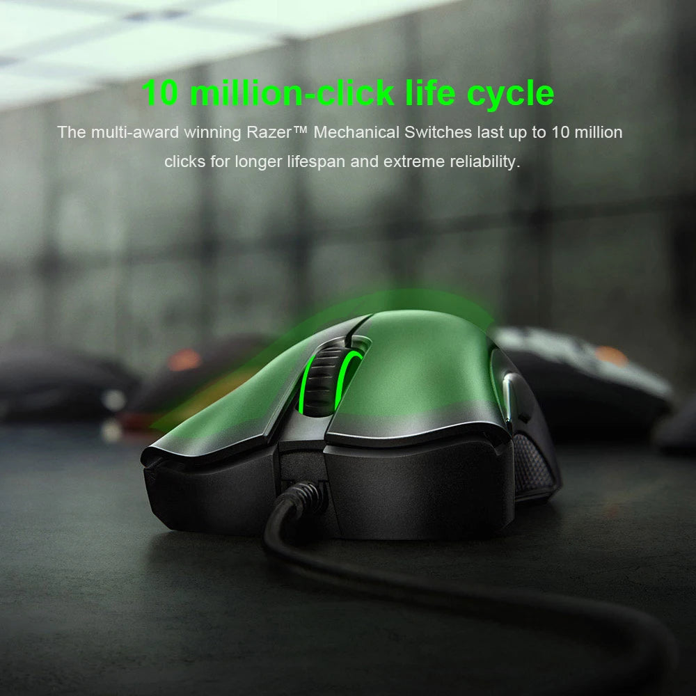 Original Razer DeathAdder Essential Wired Gaming Mouse 6400DPI Optical Sensor 5 Independently Programmable Buttons For Laptop PC Gamer