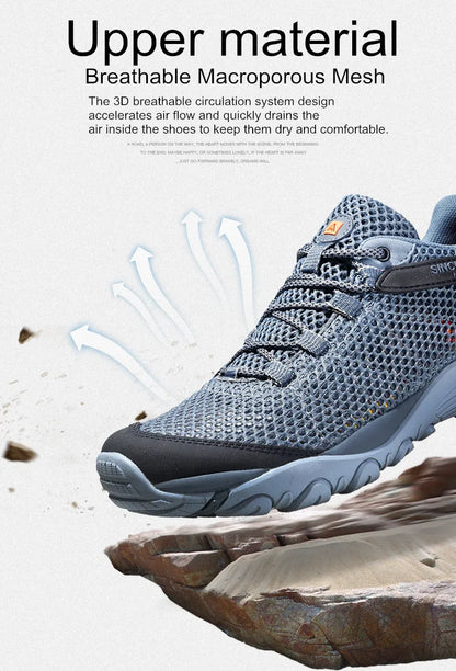 HUMTTO New Summer Hiking Sneakers for Men Breathable Outdoor Trekking Sport Shoes Climbing Hunting Walking Shoes for Men