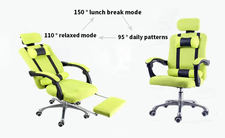 Sedia da gaming per computer e home office in mesh con poggiapiedi, reclinabile per la pausa pranzo, girevole, regolabile in altezza, con poggiatesta BR-10