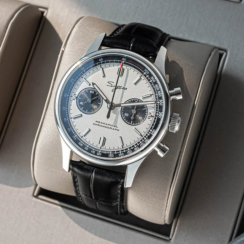 40mm Men Army Watch 1963 Pilot Mechanical Sugess Panda Wristwatch Sapphire Air Force Watches Chronograph Official ST1901Movement