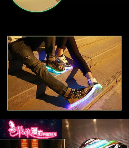 Men's Shoes Glowing Light LED Women Spring Fashion Casual Sport Lamp Party Golden Silver Boots Luminous Dancing Flats Sneakers