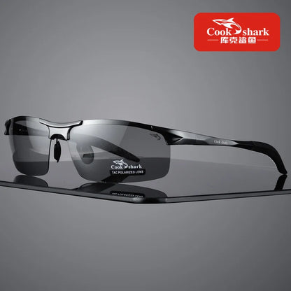 Cook Shark's new aluminum magnesium sunglasses men's sunglasses HD polarized driving drivers color glasses tide
