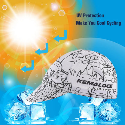 KEMALOCE Men Cycling Cap Anti-UV Summer Elastic Quick Dry Bike Cap 2023 White/Black/Blue Mesh Outdoor Breathable Cycling Hat