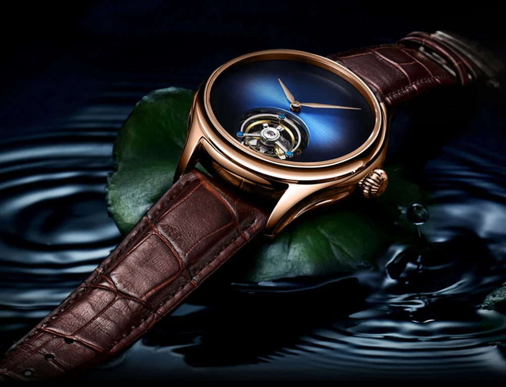AESOP Flying Tourbillon Skeleton Watch For Men Mekanisk vattentät herrklocka Lyxigt urverk Rostfritt stål
