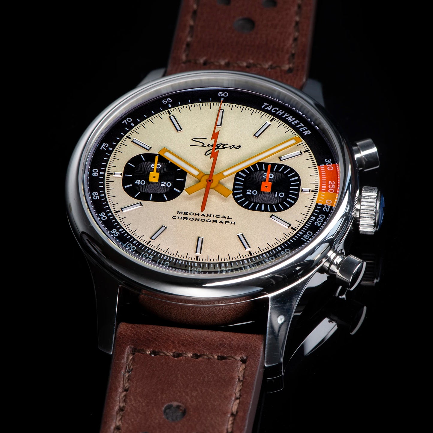 Sugess Watch of Men Chronograph Mechanical Wristwatches Tianjin ST1901 Swanneck Movement Pilot Mens Watch Sapphire Crystal Gift