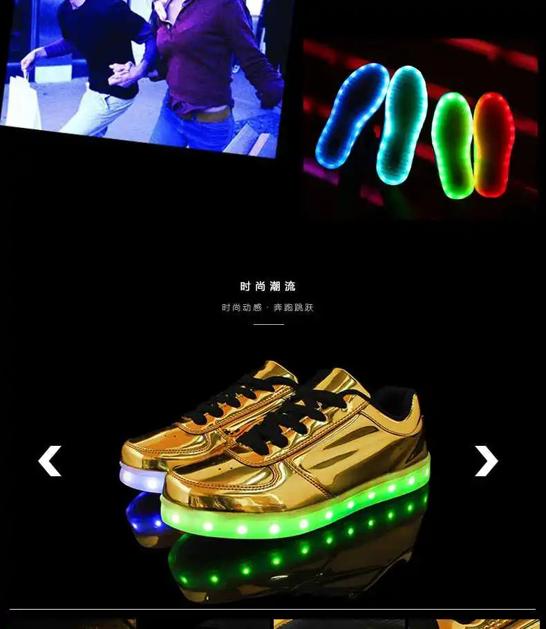 Men's Shoes Glowing Light LED Women Spring Fashion Casual Sport Lamp Party Golden Silver Boots Luminous Dancing Flats Sneakers