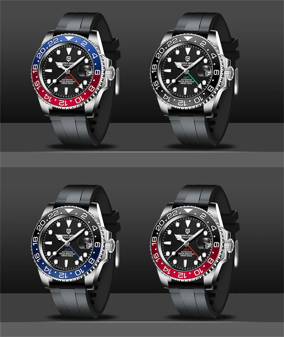 2025 New PAGANI DESIGN Luxurys Men Mechanical Watches Stainless Steel GMT Watch Top Brand Sapphire Glass Men for Watch PD-1662
