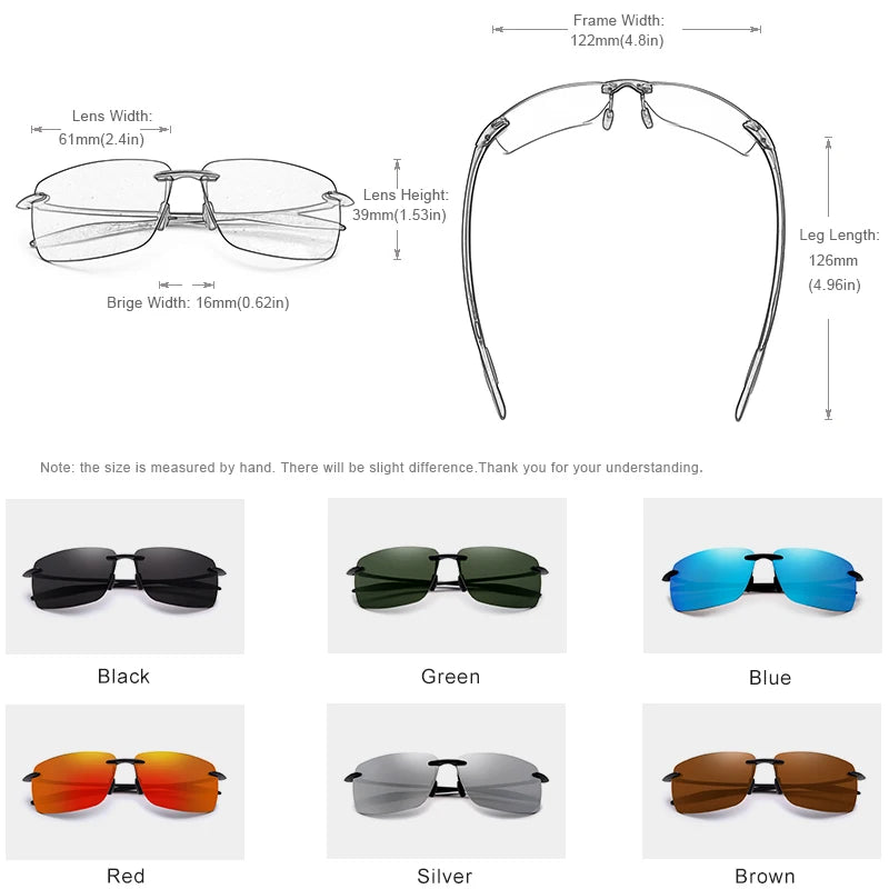 KINGSEVEN Brand Polarized Sunglasses Men Fashion Rimless Lens Driving Square Sun Glasses Male Women TR90 Goggle Zonnebril