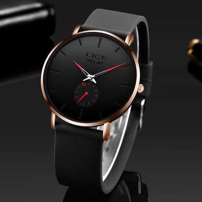 Montre pour homme LIGE – Style sportif et tendance, marque de luxe, étanche, design épuré et ultra-fin, montre à quartz pour homme.