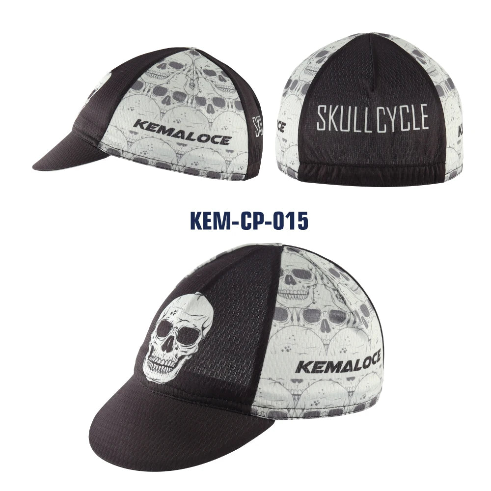 KEMALOCE Men Cycling Cap Anti-UV Summer Elastic Quick Dry Bike Cap 2023 White/Black/Blue Mesh Outdoor Breathable Cycling Hat