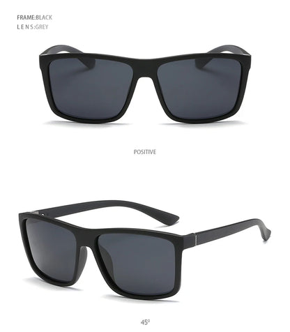 Classic Black Square Polarized Sunglasses Men Fashion Mirror Blue Sun Glasses Unisex Vintage Anti Glare Driving Shades UV400