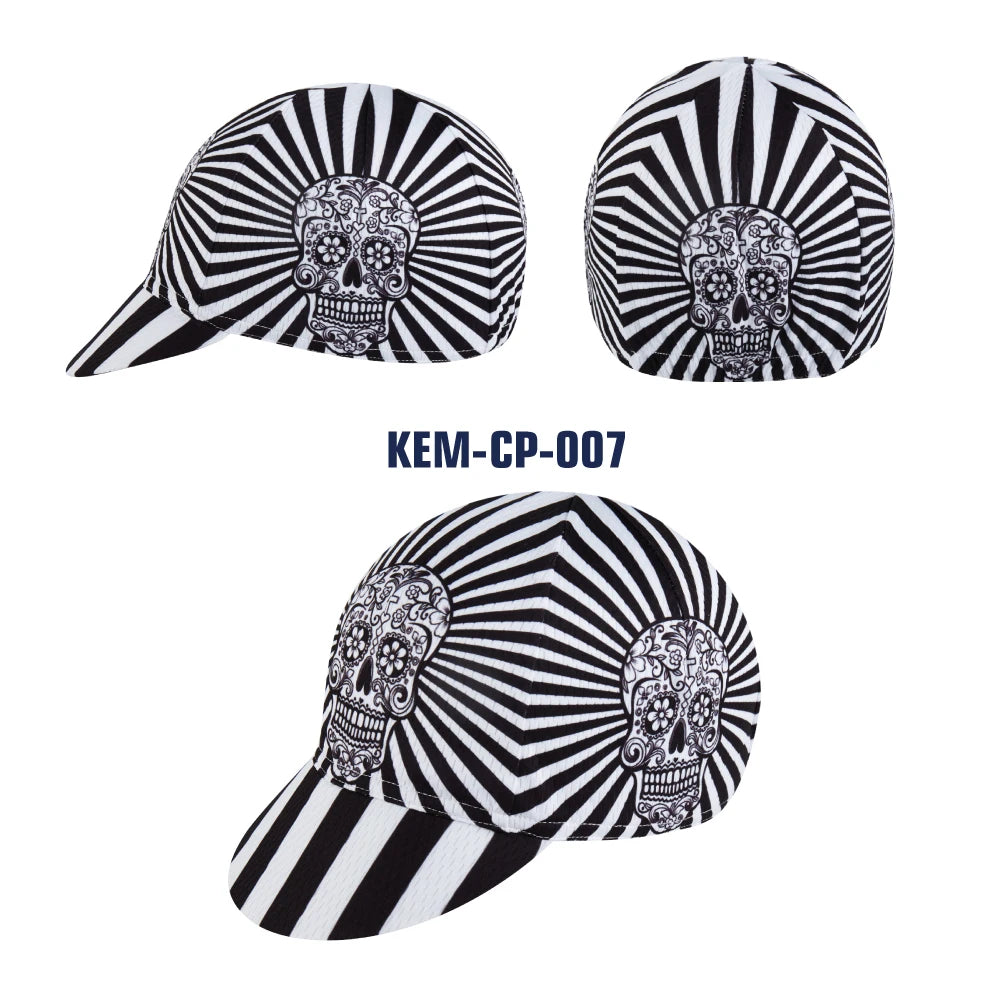 KEMALOCE Men Cycling Cap Anti-UV Summer Elastic Quick Dry Bike Cap 2023 White/Black/Blue Mesh Outdoor Breathable Cycling Hat