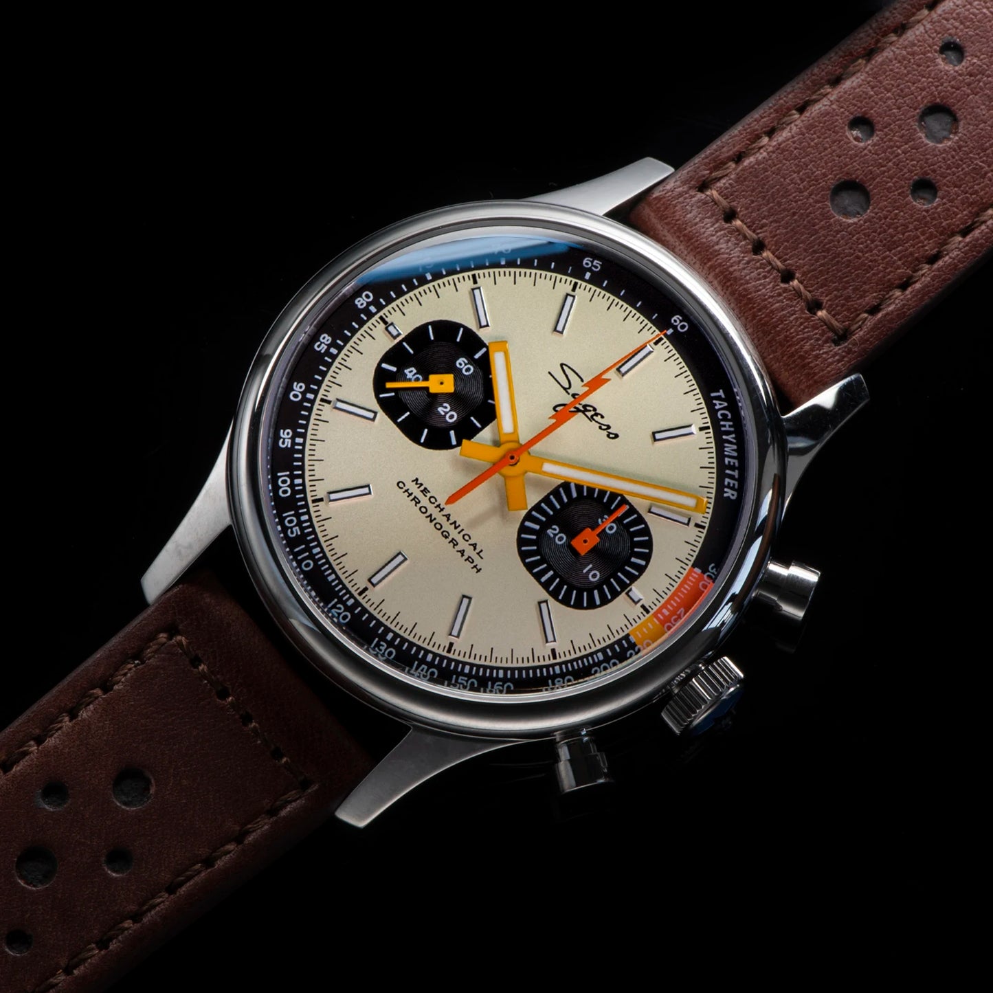 Sugess Watch of Men Chronograph Mechanical Wristwatches Tianjin ST1901 Swanneck Movement Pilot Mens Watch Sapphire Crystal Gift