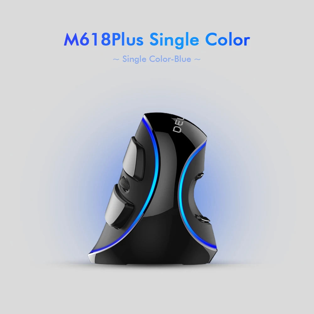 Delux M618 PLUS Vertical Mouse Gaming Wired Ergonomics Mice Wireless 6 Buttons 4000 DPI Optical Right Hand For PC Laptop