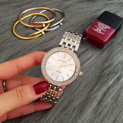 CONTENA Fashion Luxury Silver Watch Women Watches Rhinestone Women's Watches Ladies Watch Stainless Steel Clock reloj mujer