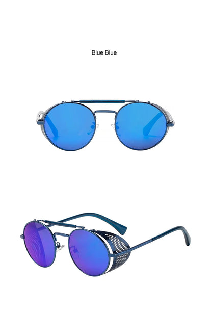 New Steampunk Retro Round Metal Sunglasses Men Women Brand Designer Glasses Metal Shields Shades Oculos De Sol UV400 Eyewear