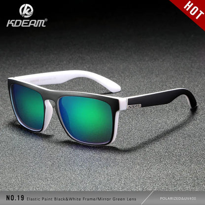 KDEAM Polarized Designer Square Sunglasses Men or Women Elastic Paint Frame Mirror Sun Glasses 17 Colors Available