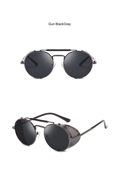 New Steampunk Retro Round Metal Sunglasses Men Women Brand Designer Glasses Metal Shields Shades Oculos De Sol UV400 Eyewear