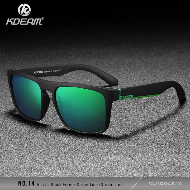 KDEAM Polarized Designer Square Sunglasses Men or Women Elastic Paint Frame Mirror Sun Glasses 17 Colors Available