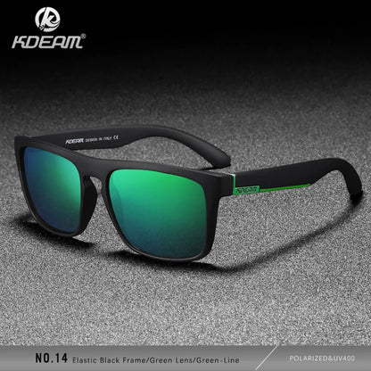 KDEAM Polarized Designer Square Sunglasses Men or Women Elastic Paint Frame Mirror Sun Glasses 17 Colors Available