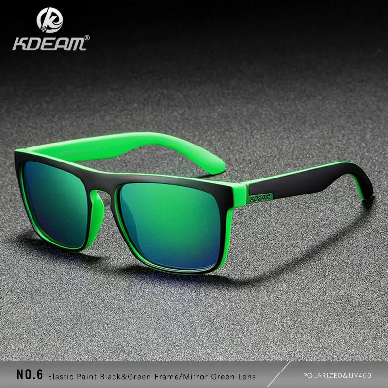 KDEAM Polarized Designer Square Sunglasses Men or Women Elastic Paint Frame Mirror Sun Glasses 17 Colors Available