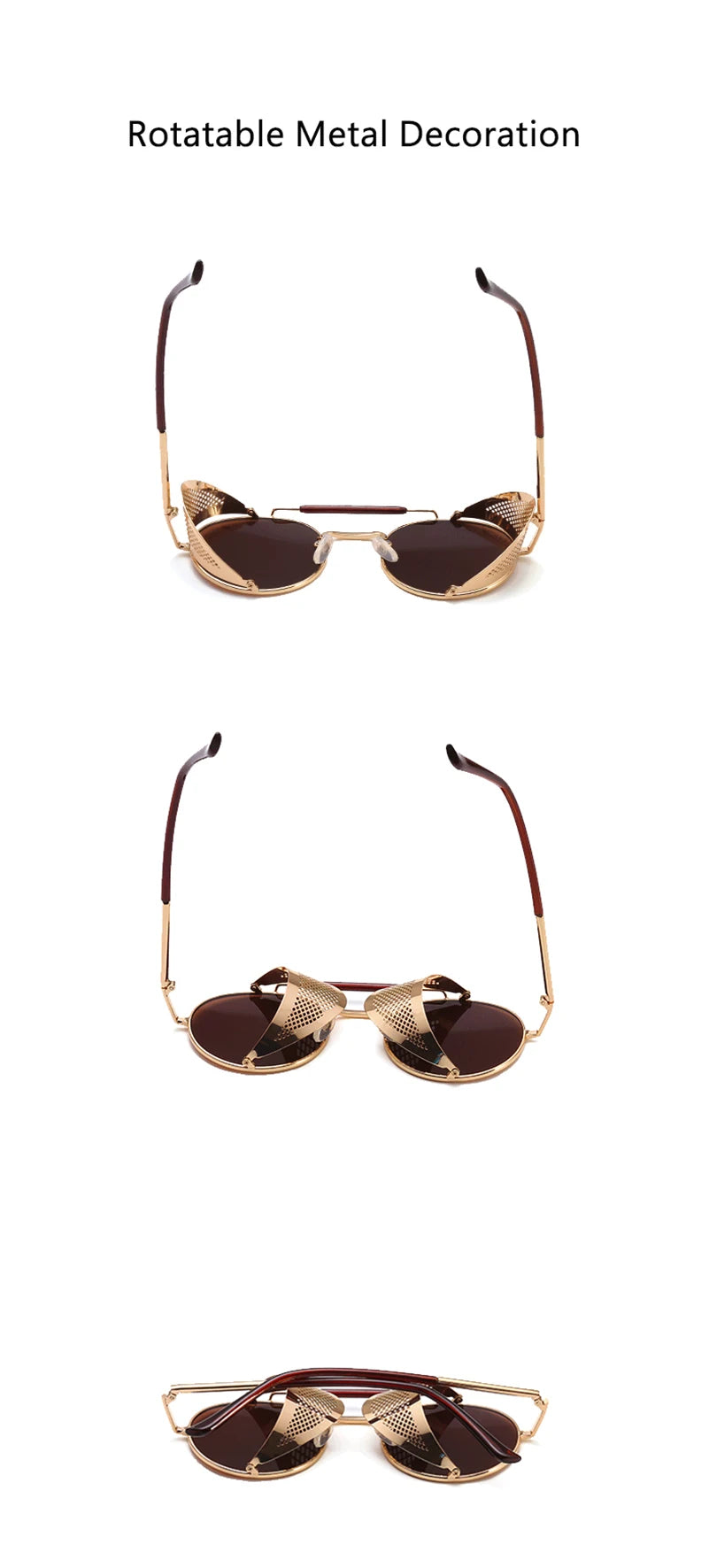 New Steampunk Retro Round Metal Sunglasses Men Women Brand Designer Glasses Metal Shields Shades Oculos De Sol UV400 Eyewear