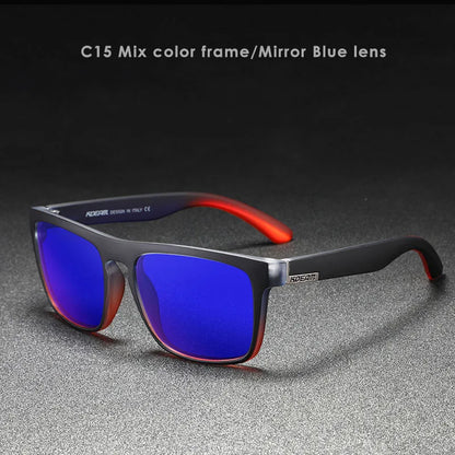 KDEAM Polarized Designer Square Sunglasses Men or Women Elastic Paint Frame Mirror Sun Glasses 17 Colors Available