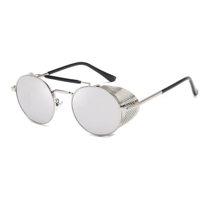 New Steampunk Retro Round Metal Sunglasses Men Women Brand Designer Glasses Metal Shields Shades Oculos De Sol UV400 Eyewear