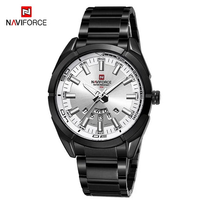 Ανδρικό ρολόι NAVIFORCE, εξ ολοκλήρου από ατσάλι, αδιάβροχο, casual στυλ, μηχανισμός χαλαζία με ένδειξη ημερομηνίας – Πολυτελές ανδρικό ρολόι χειρός, από κορυφαία μάρκα.