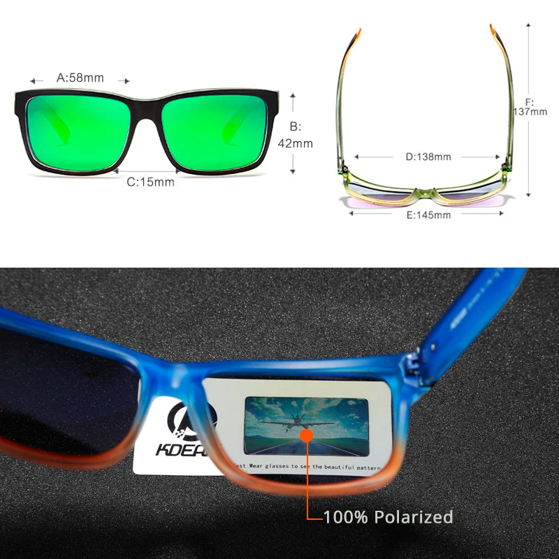 KDEAM Revamp – pánské sportovní sluneční brýle, polarizované, v zářivých barvách, outdoorové, na řízení, fotochromatické, s krabičkou