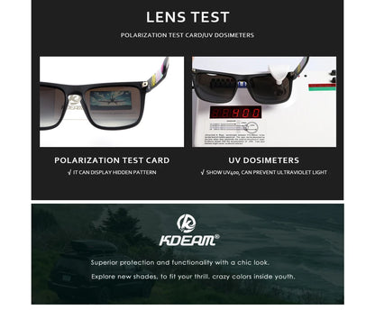 KDEAM Polarized Designer Square Sunglasses Men or Women Elastic Paint Frame Mirror Sun Glasses 17 Colors Available