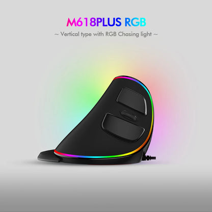 Delux M618 PLUS Vertical Mouse Gaming Wired Ergonomics Mice Wireless 6 Buttons 4000 DPI Optical Right Hand For PC Laptop