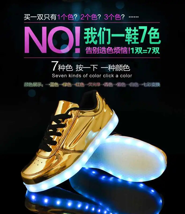 Men's Shoes Glowing Light LED Women Spring Fashion Casual Sport Lamp Party Golden Silver Boots Luminous Dancing Flats Sneakers