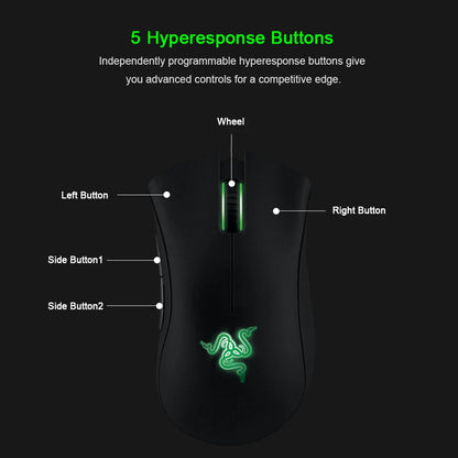 Original Razer DeathAdder Essential Wired Gaming Mouse 6400DPI Optical Sensor 5 Independently Programmable Buttons For Laptop PC Gamer