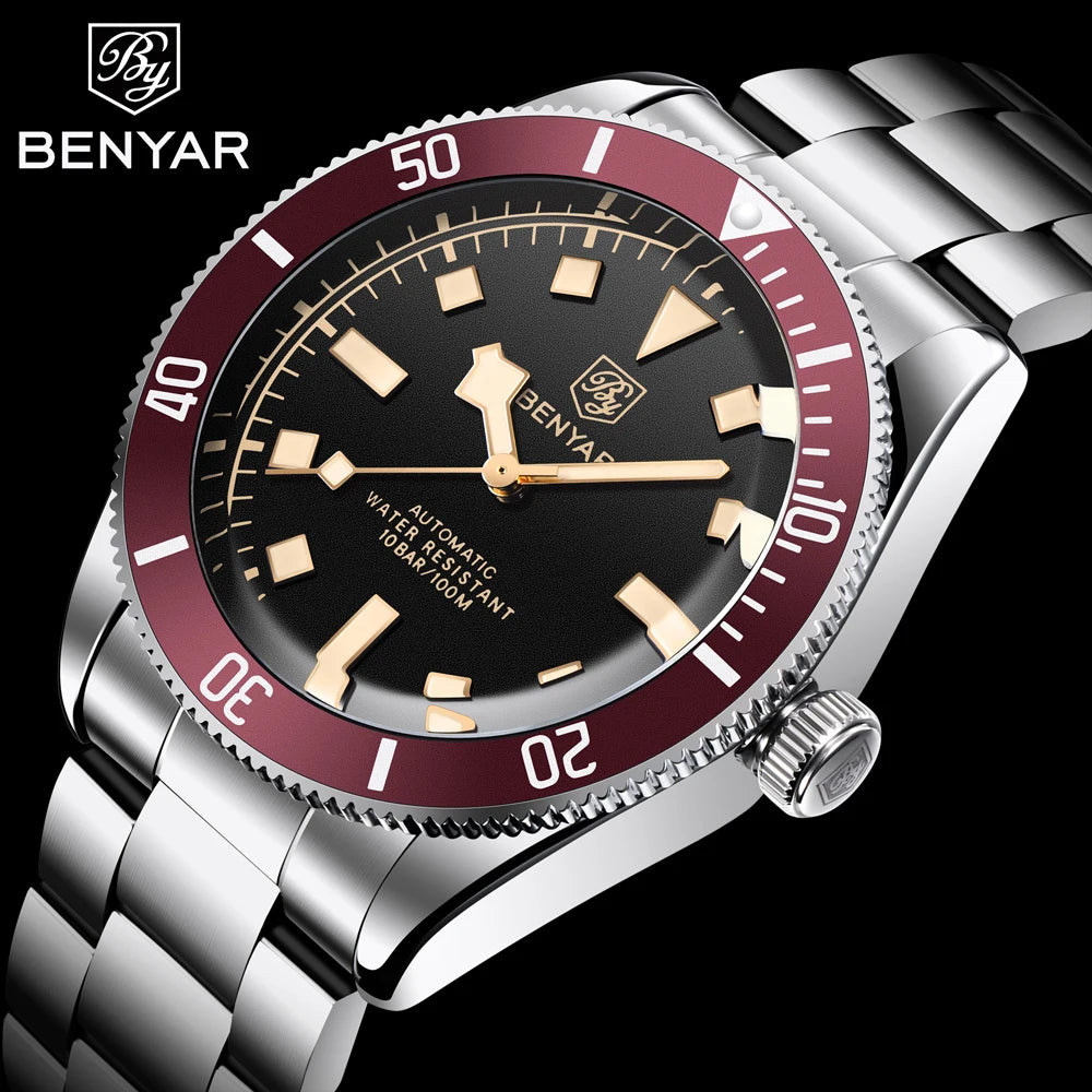 BENYAR Men's Watches Mechanical Automatic Watch BB58 Sport Watch For Men 2026 Stainless Steel Waterproof Business Luminous Clock
