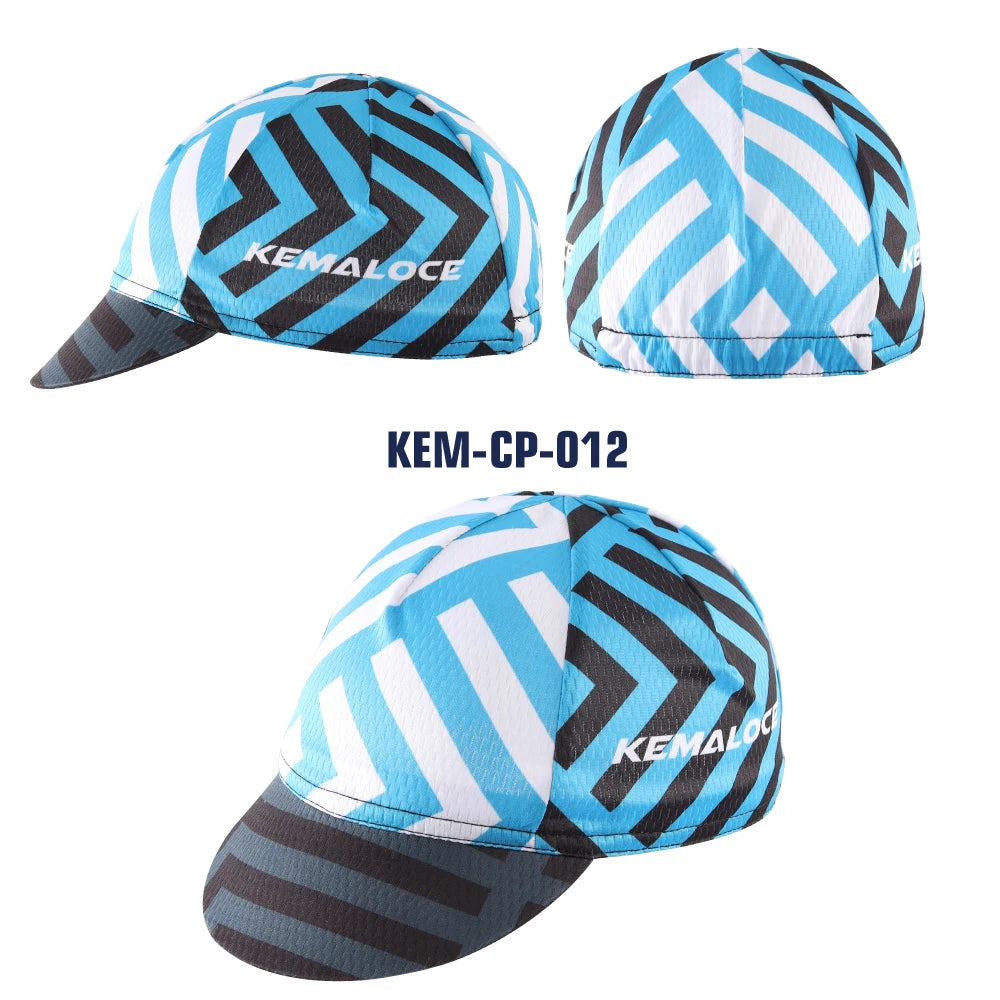 KEMALOCE Men Cycling Cap Anti-UV Summer Elastic Quick Dry Bike Cap 2023 White/Black/Blue Mesh Outdoor Breathable Cycling Hat