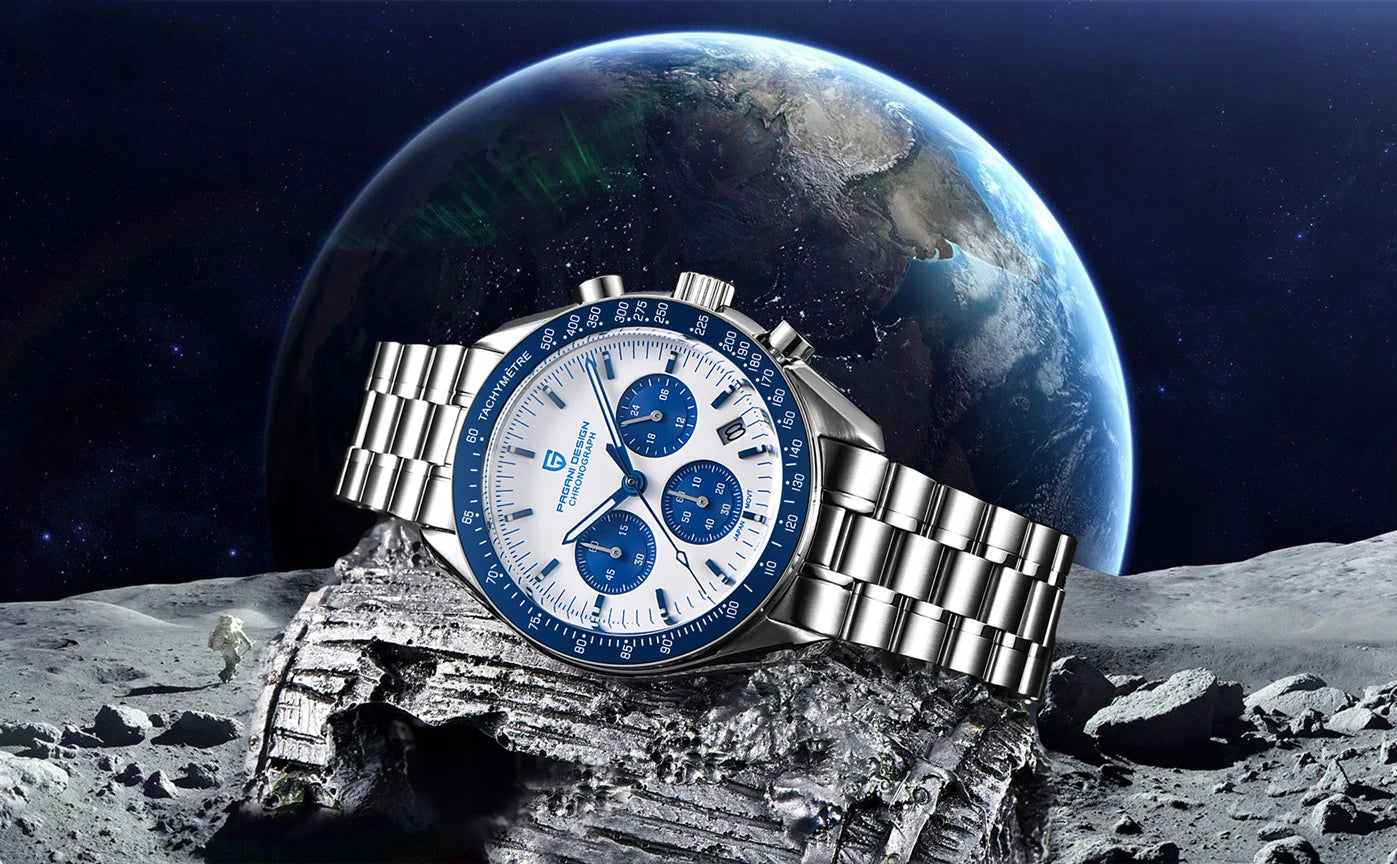 Orologio da uomo PAGANI DESIGN Planetary Series Saturn Light Tan al quarzo, cronografo Speed, vetro zaffiro AR, novità 2026
