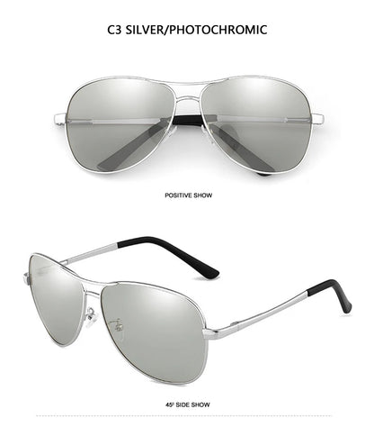 Classic Pilot Photochromic Sunglasses Men Women Fashion Chameleon Polarized Sun Glasses Male Driving Change Color Night Vision