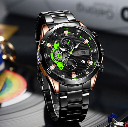 Reloj para hombre CURREN: cronógrafo deportivo de lujo, movimiento de cuarzo, totalmente de acero, resistente al agua