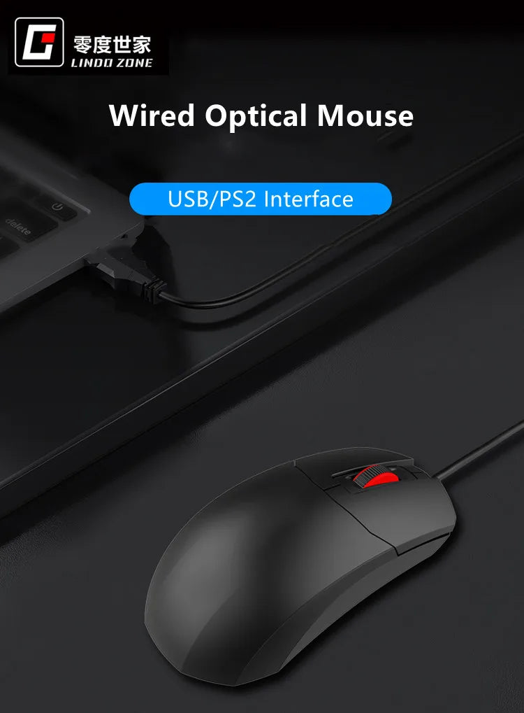 LINDO ZONE kabelgebundene Desktop-Computer-Maus USB PS/2 mit ultralangem Kabel 2M/3M, 200CM/300CM, erweiterte kabelgebundene Notebook-Maus