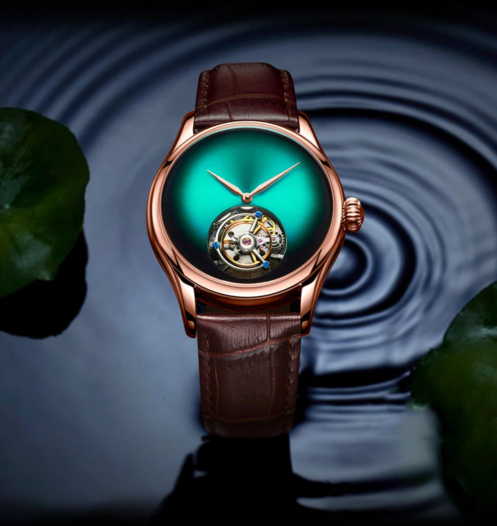 AESOP Flying Tourbillon Skeleton Watch For Men Mekanisk vattentät herrklocka Lyxigt urverk Rostfritt stål