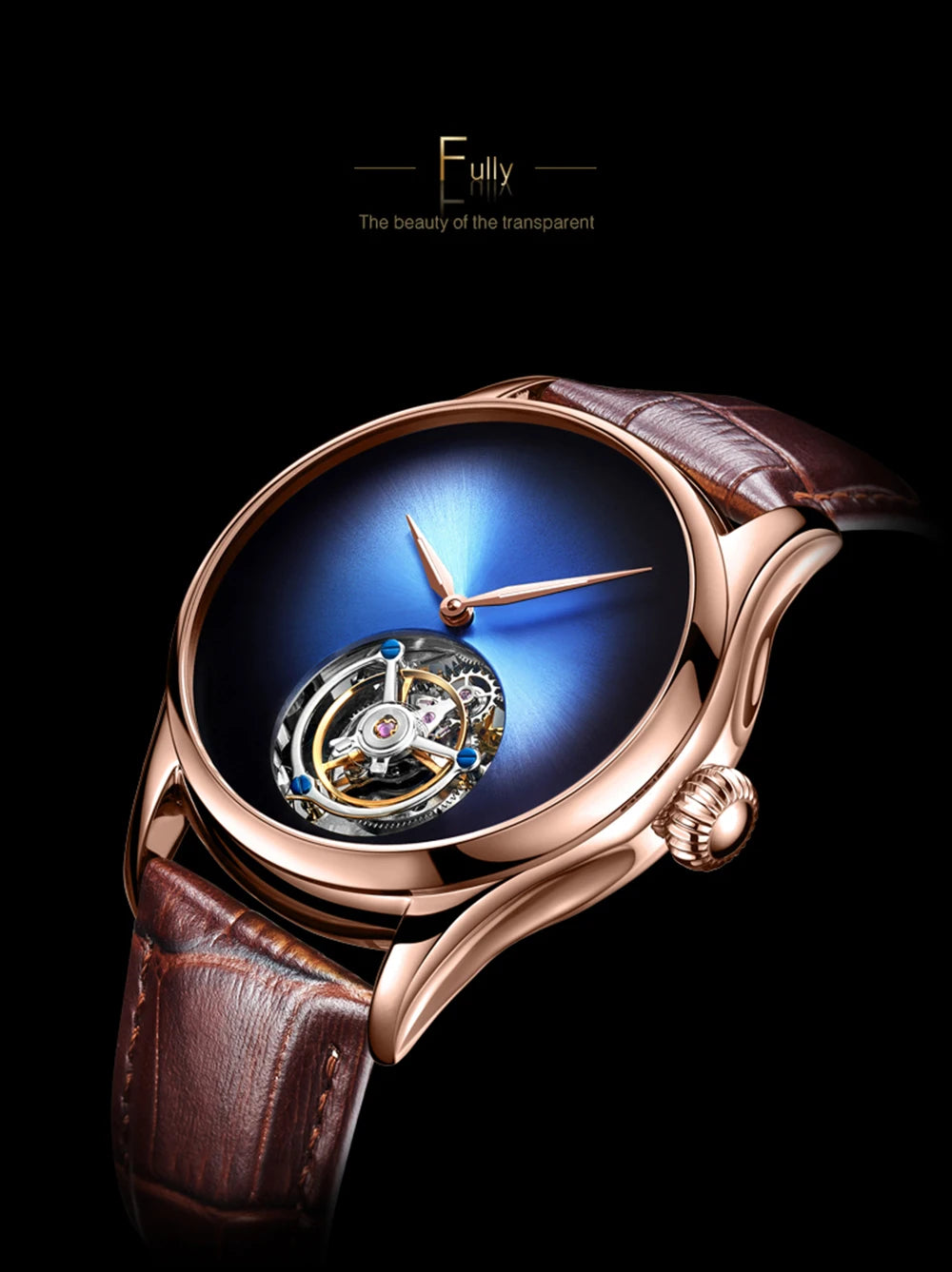 AESOP Flying Tourbillon Skeleton Watch For Men Mekanisk vattentät herrklocka Lyxigt urverk Rostfritt stål