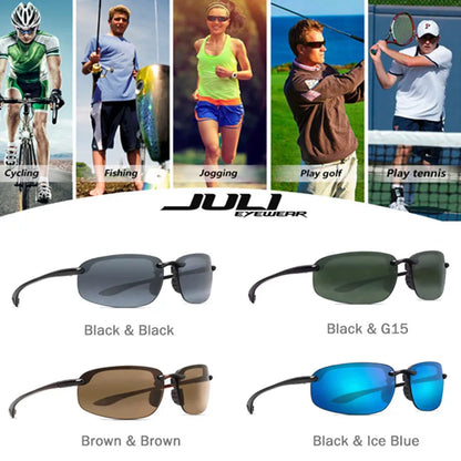 JULI Sports Sunglasses for Men Women TR90 Rimless Frame UV400 Protection for Cycling Running Fishing Baseball Driving 8001