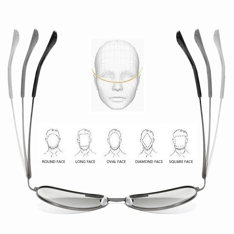 Classic Pilot Photochromic Sunglasses Men Women Fashion Chameleon Polarized Sun Glasses Male Driving Change Color Night Vision