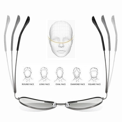 Classic Pilot Photochromic Sunglasses Men Women Fashion Chameleon Polarized Sun Glasses Male Driving Change Color Night Vision