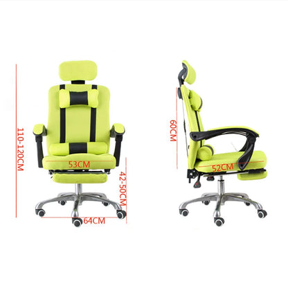 Sedia da gaming per computer e home office in mesh con poggiapiedi, reclinabile per la pausa pranzo, girevole, regolabile in altezza, con poggiatesta BR-10