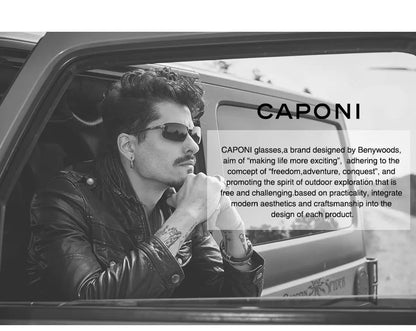 CAPONI New Sunglasses Clip For Men Square Polarized Photochromic Glasses Clip Flipped Up Protect Eyes Light Clip On Frame BS1103